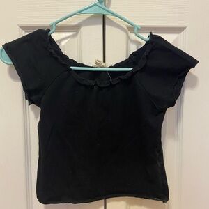 Black Ruffled Women's Crop Top